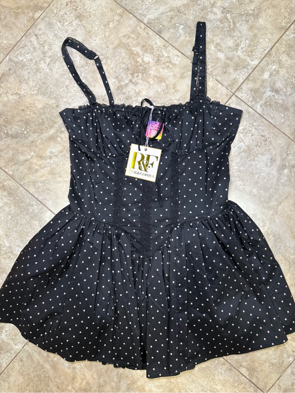 Rich & Famous Polka Dot Corset Dress